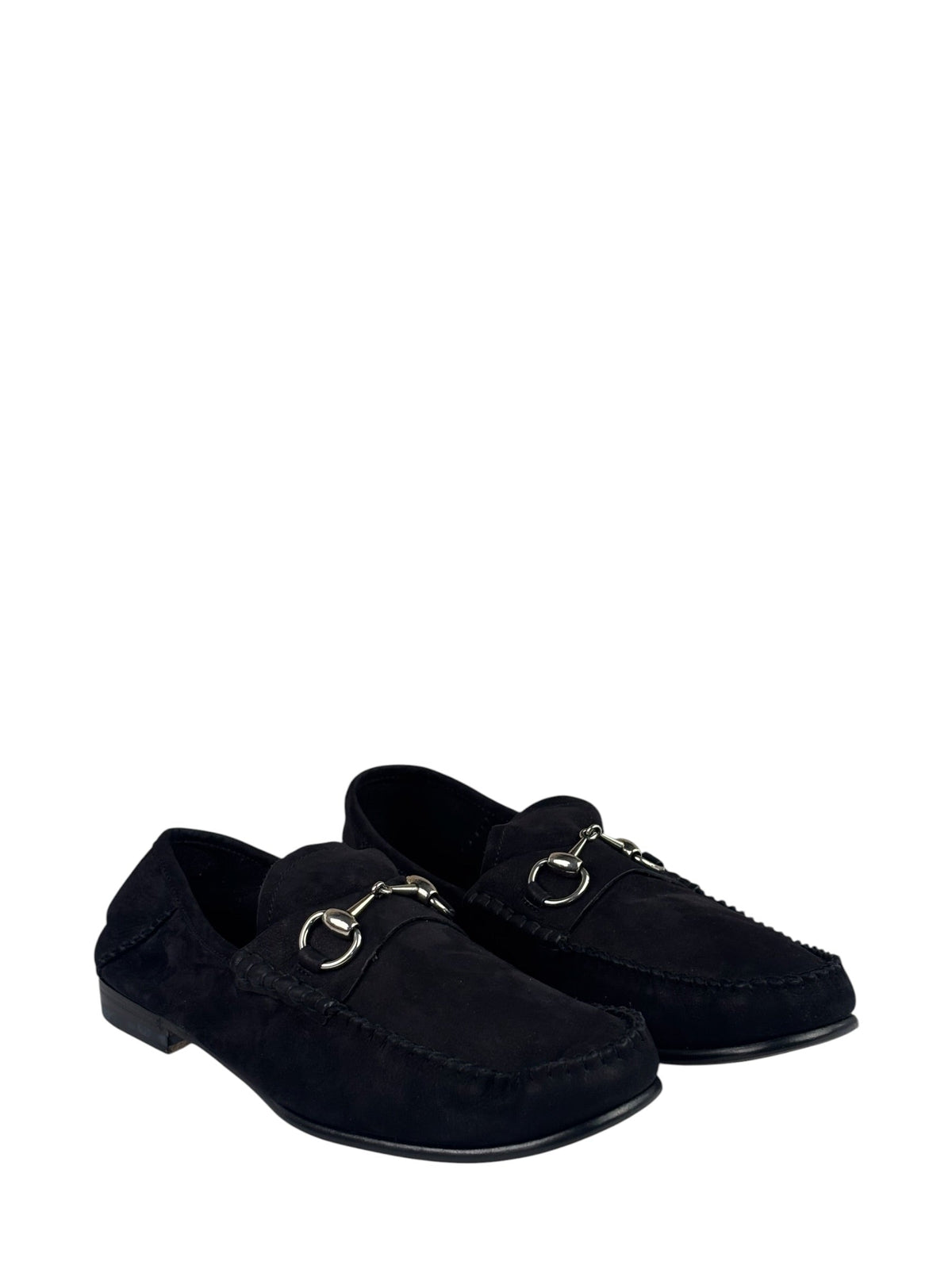 Gucci Black Suede Horsebit Loafers
