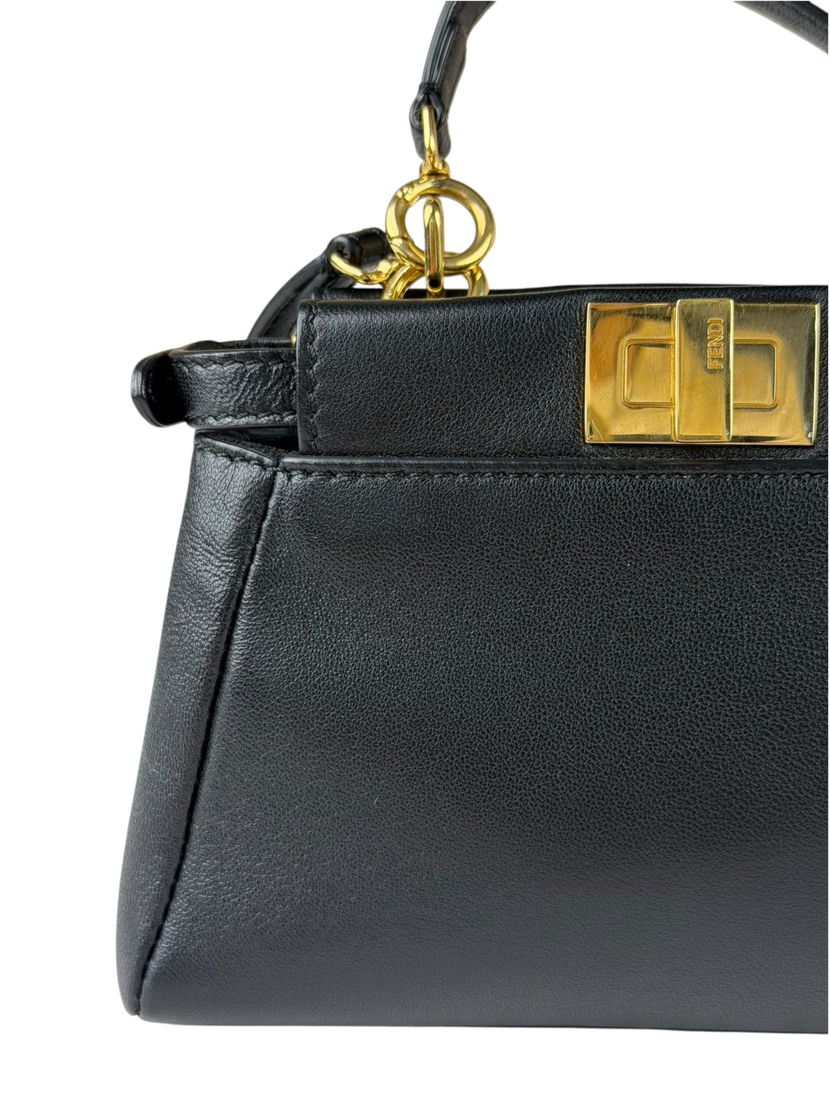 Fendi Black Leather Nano Peekaboo Two-Way Bag