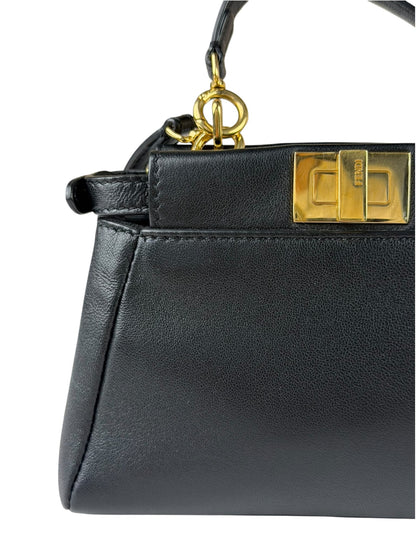 Fendi Black Leather Nano Peekaboo Two-Way Bag