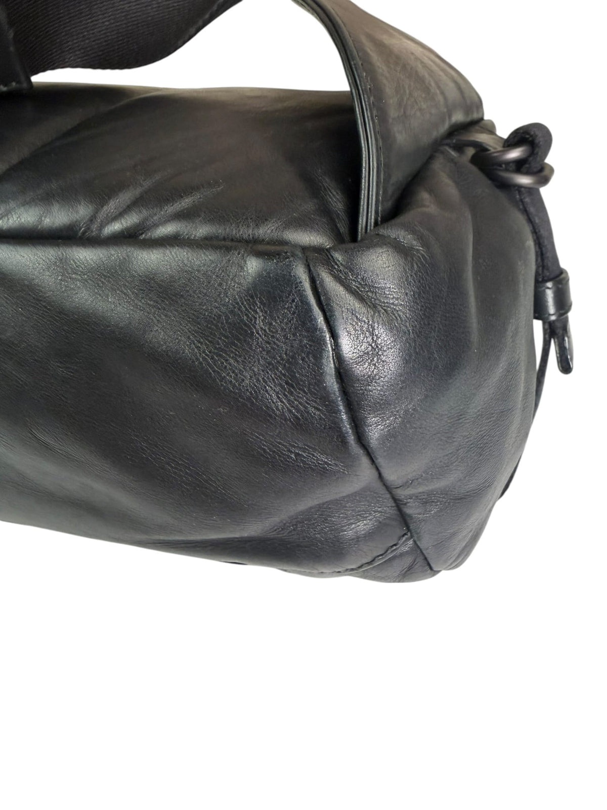Bottega Veneta Black Leather Intrecciato Trim Belt Bag