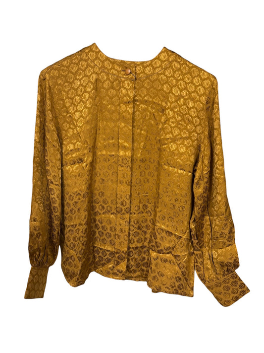 Christian Dior Mandarin Collar Jacquard Silk Shirt