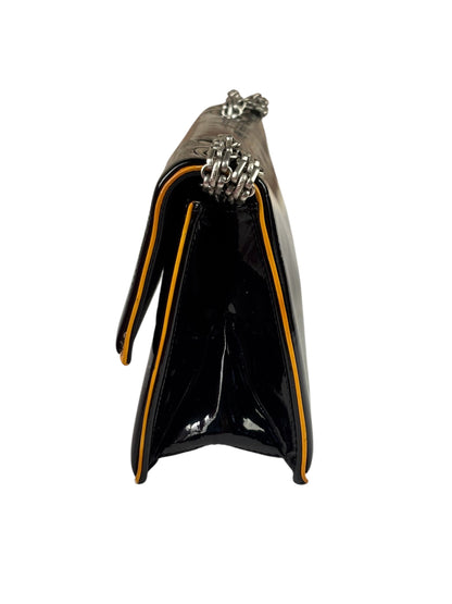 Chanel Black Patent Orange Trim 2.55 Flap 2009
