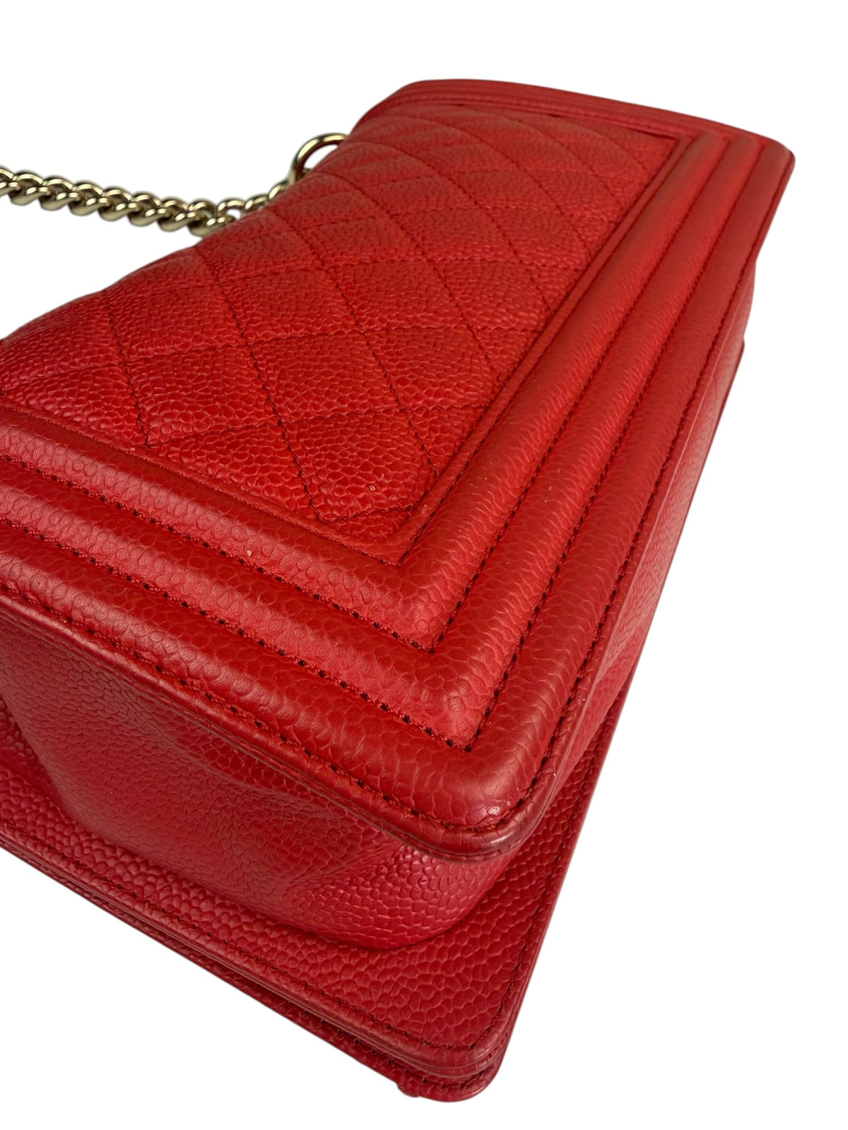 Chanel Red Quilted Caviar Boy Flap Bag 2019