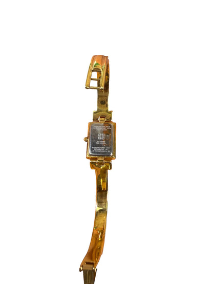 Givenchy Blue Rectangular Dial Gold Plated Bangle Watch