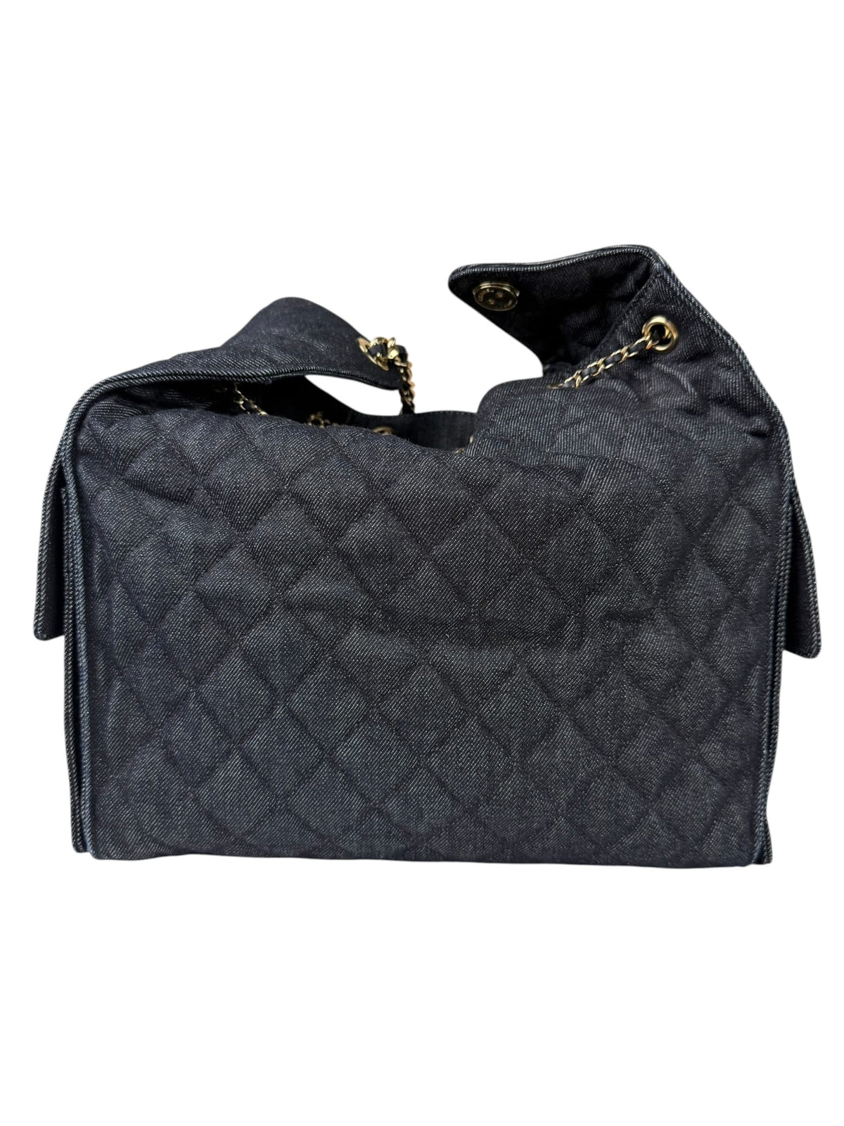 Chanel Navy Quilted Denim/Leather Trim 25 Hobo Bag 2021