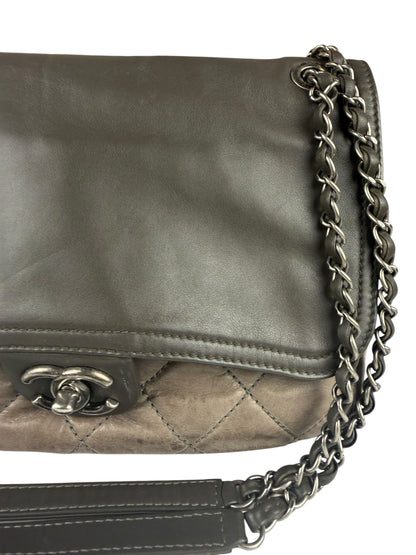 Chanel Olive Two Tone Quilted Leather Chain Flap Bag 2011