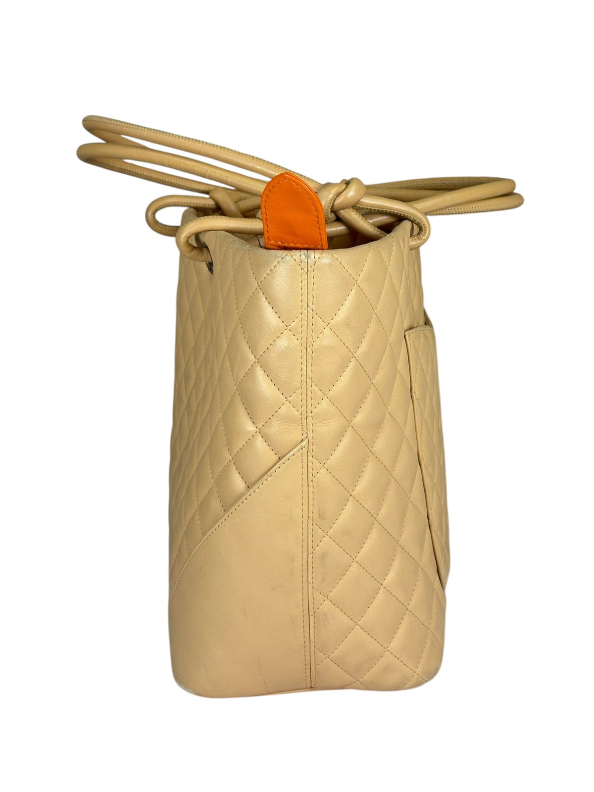 Chanel Beige Quilted Lambskin Linge Cambon Tote2005