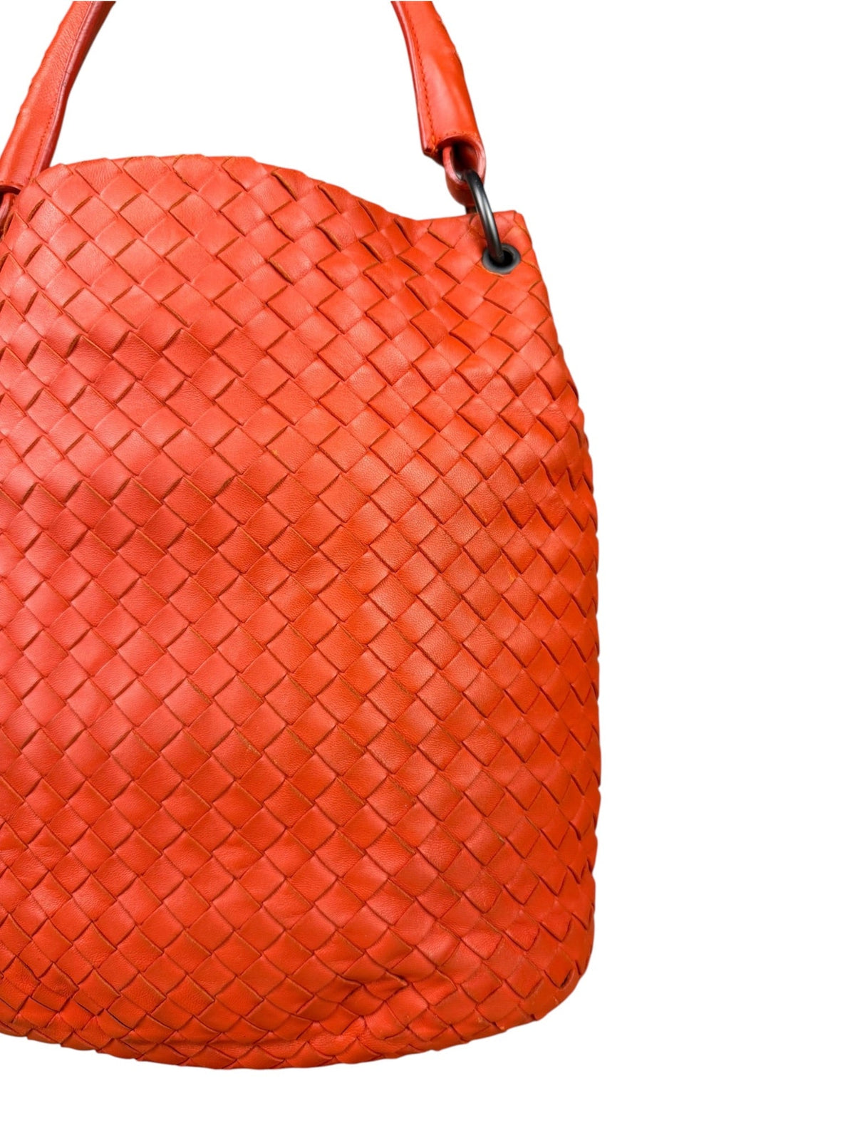 Bottega Veneta Sunset Orange Intrecciato Leather Hobo Tote
