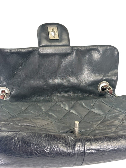 Chanel Black/Grey Quilted Calfskin Matelassè Iridescent Flap Bag 2009
