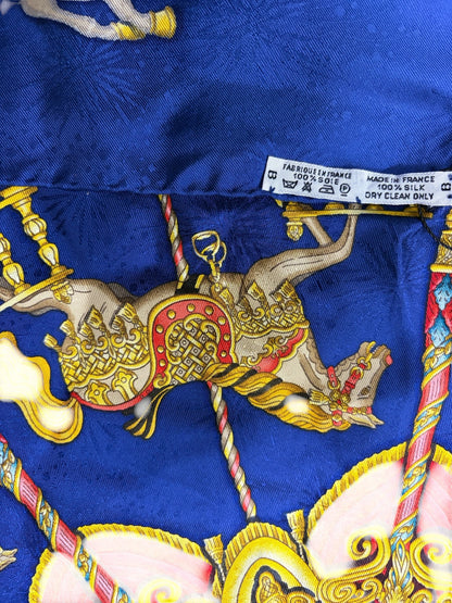 Hermes Navy Luna Park Silk Scarf