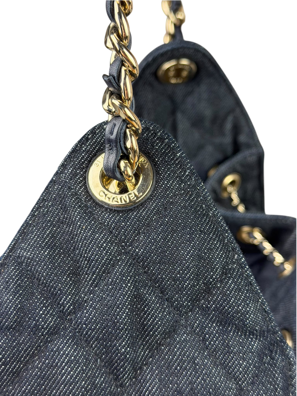 Chanel Navy Quilted Denim/Leather Trim 25 Hobo Bag 2021