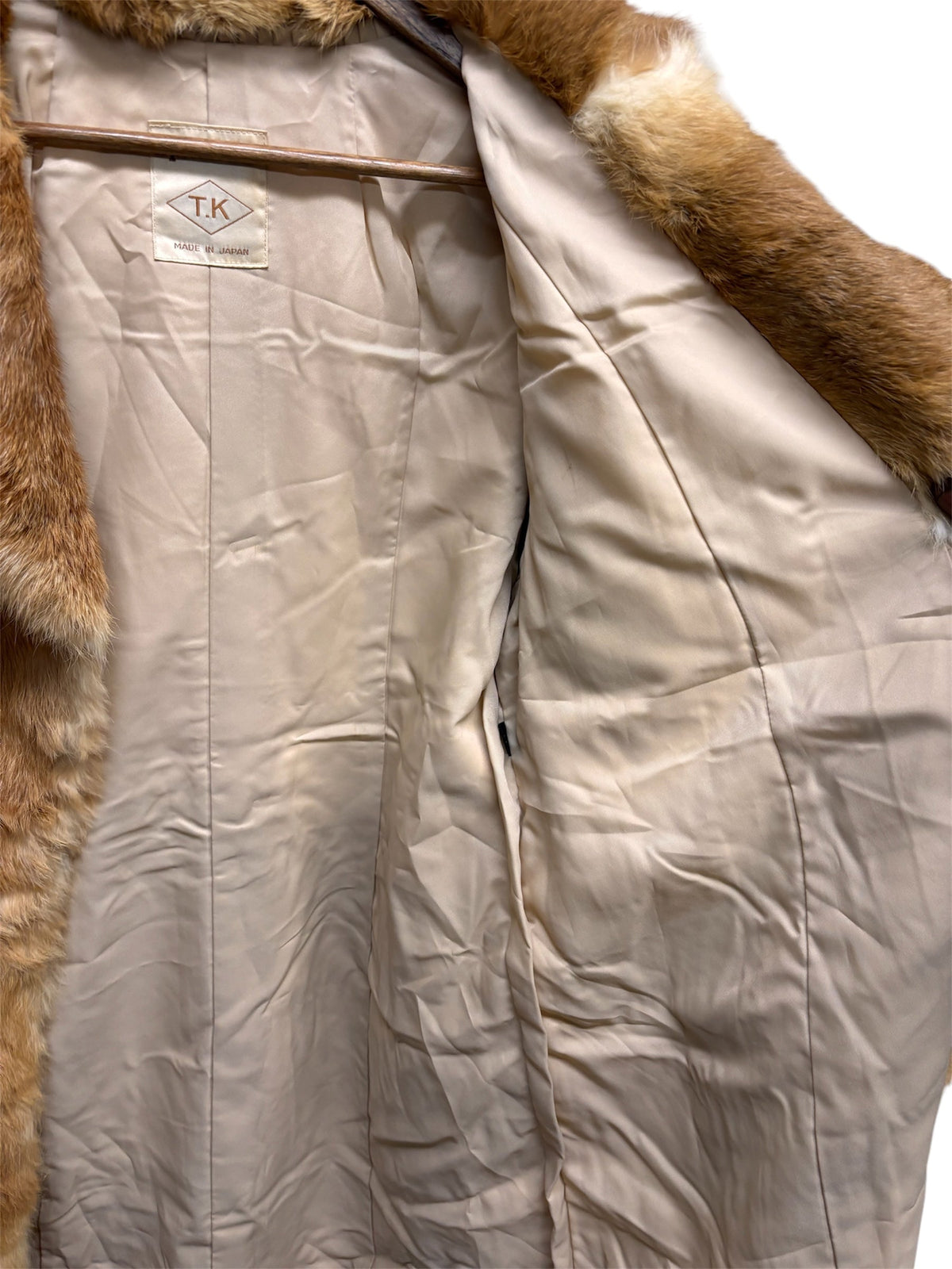 T.K Special Fur Brown/Cream Rabbit Fur Long Coat