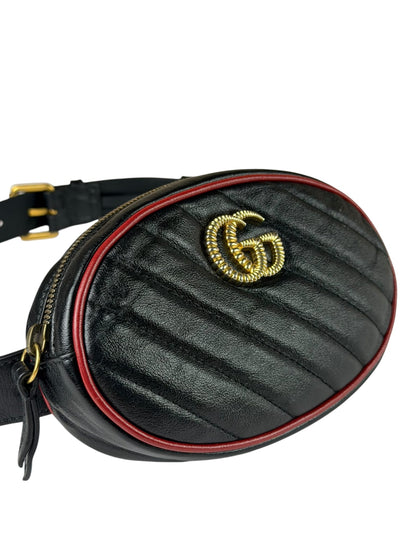 Gucci Black Matalassè Leather Marmont Belt Bag