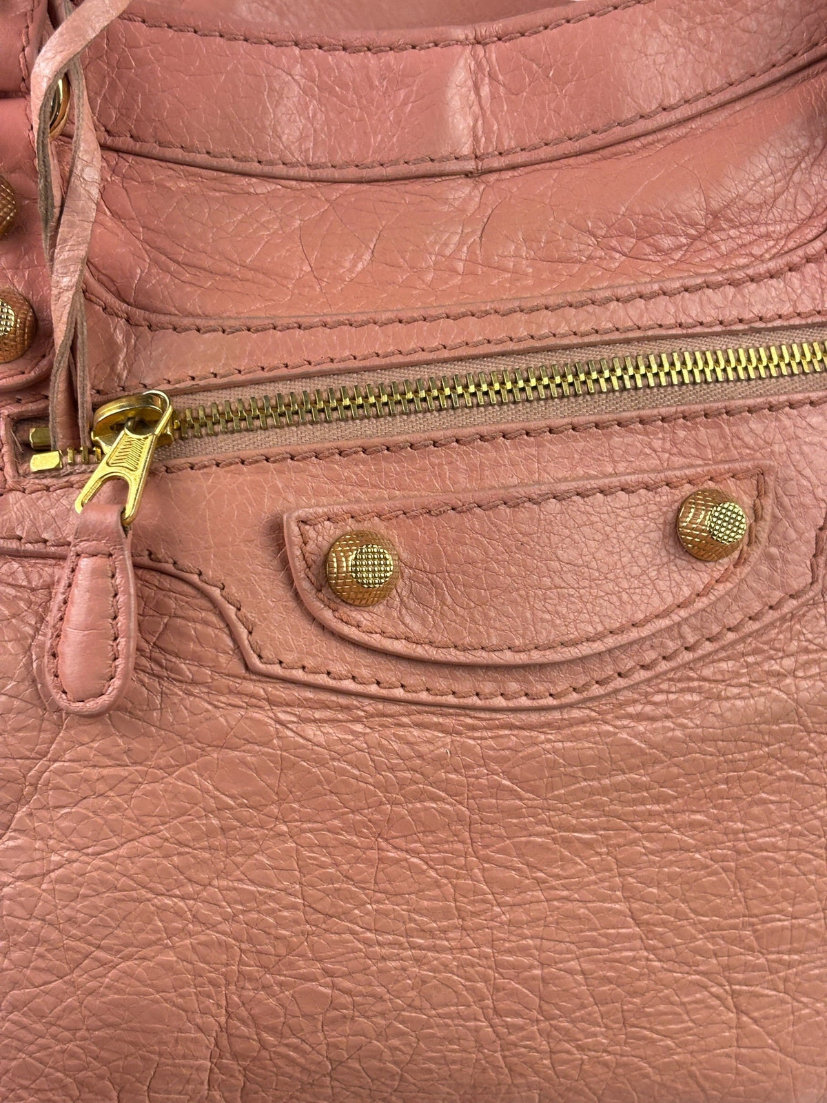 Balenciaga Light Pink Leather Classic Moto City Bag