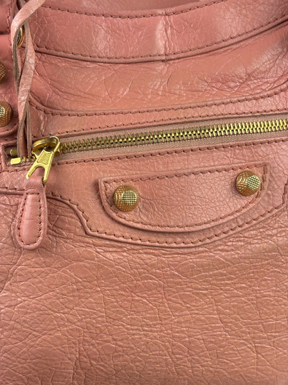 Balenciaga Light Pink Leather Classic Moto City Bag