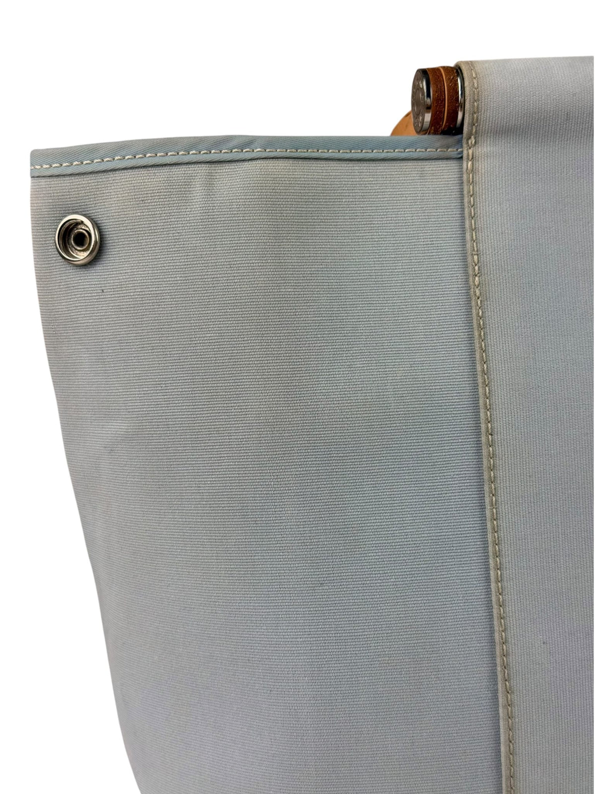 Hermes Light Blue Canvas Leather Trim Cabag Elan Tote