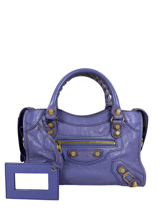 Balenciaga Purple Lambskin Moto City Two-Way Bag