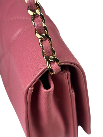 Chanel Pink Lambskin Mademoiselle Flap Wallet On Chain 2018