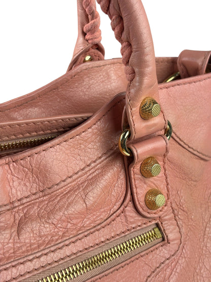 Balenciaga Light Pink Leather Classic Moto City Bag