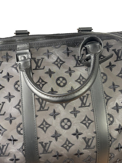 Louis Vuitton x Virgil Abloh Black Leather Trim Monogram Keepall 50