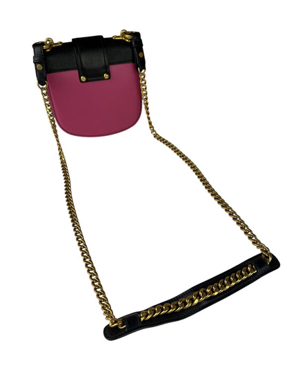 Prada Pink/Black Saffiano Leather Trim Small Cahier Crossbody Bag