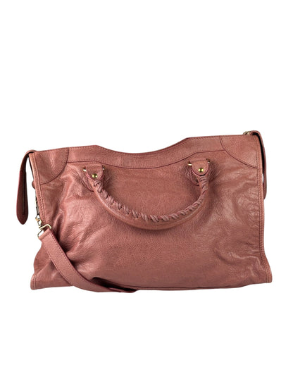 Balenciaga Muted Pink Leather Moto Classic City Bag