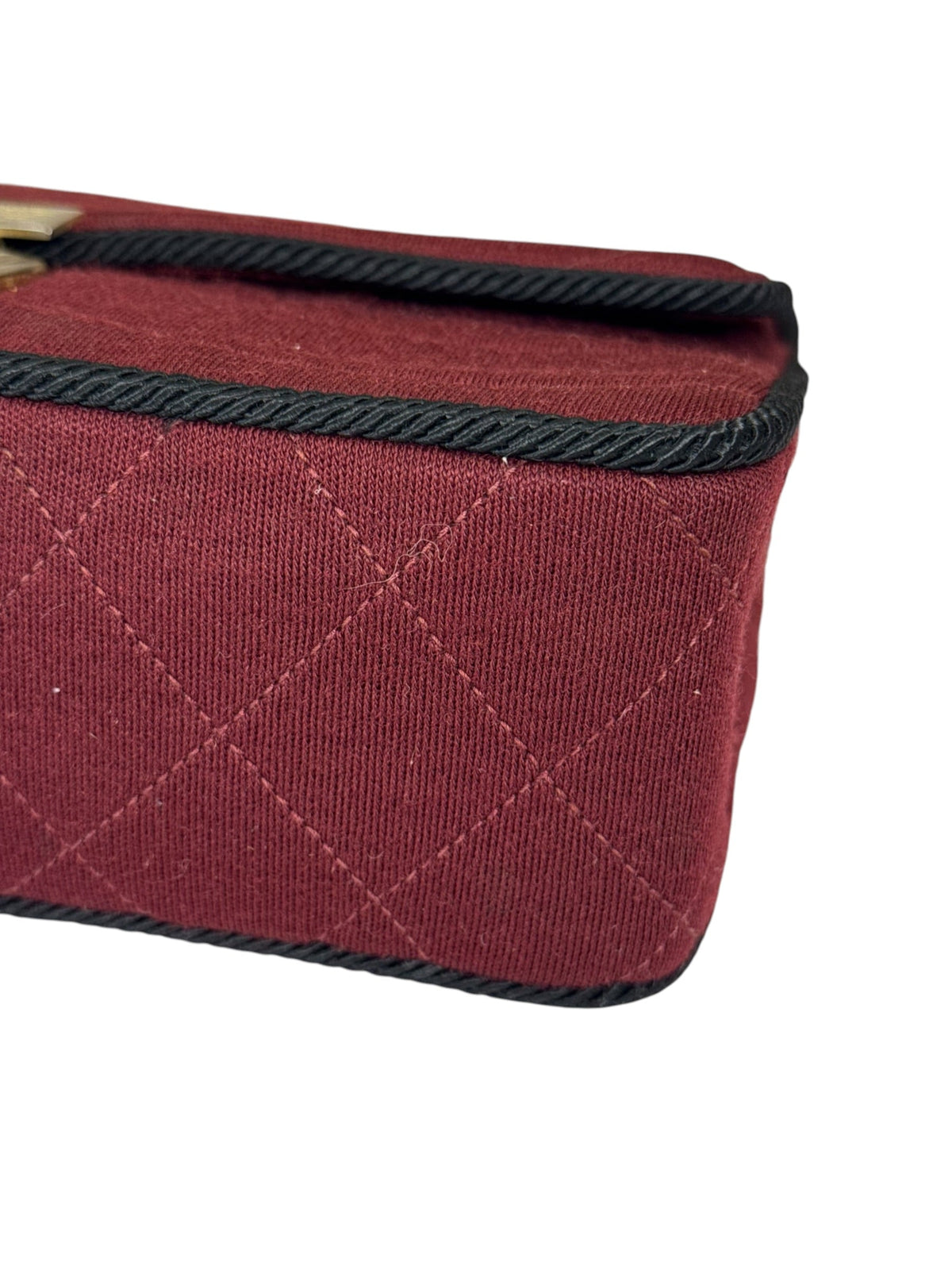 Chanel Vintage Burgundy Cotton Pairs-Seoul Pagoda Flap Bag