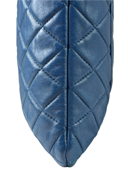 Chanel Blue Quilted Leather O-Case Zipped Pouch 2017