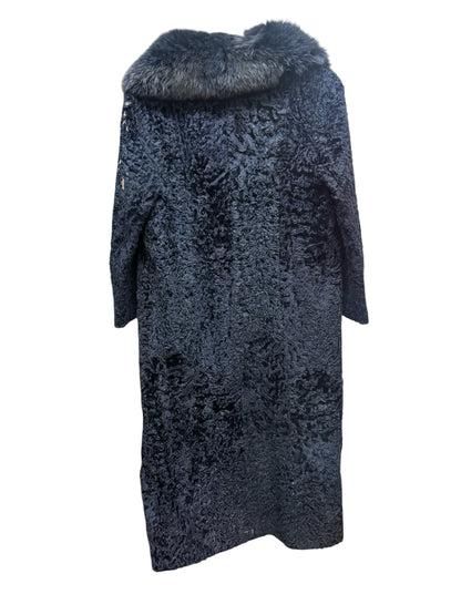 Vintage Navy Blue Persian Lamb Fur Long Coat
