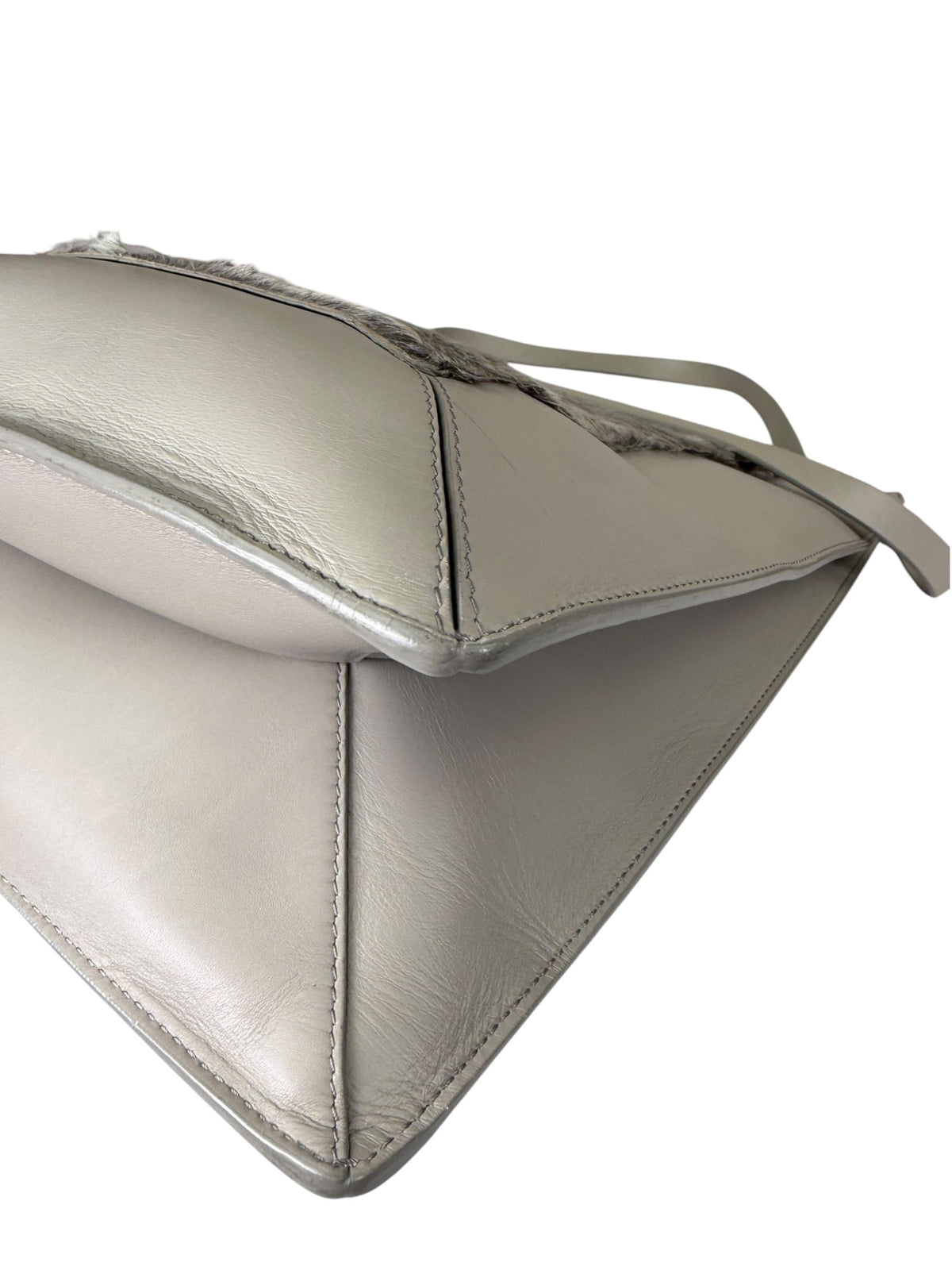 Jasonwu Grey Leather Lamb Fur Flap Tote