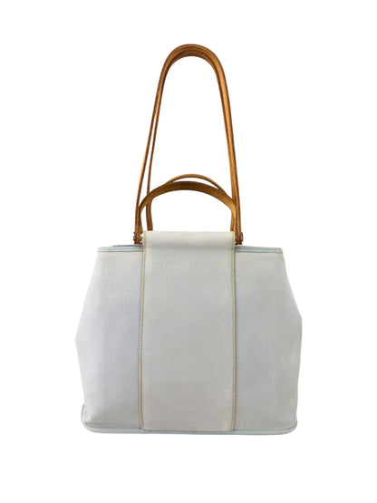 Hermes Light Blue Canvas Leather Trim Cabag Elan Tote