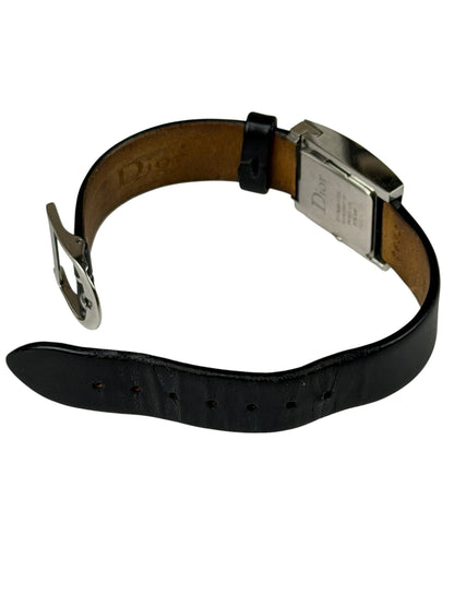 Dior Silver Dial Black Leather Strap D78-100