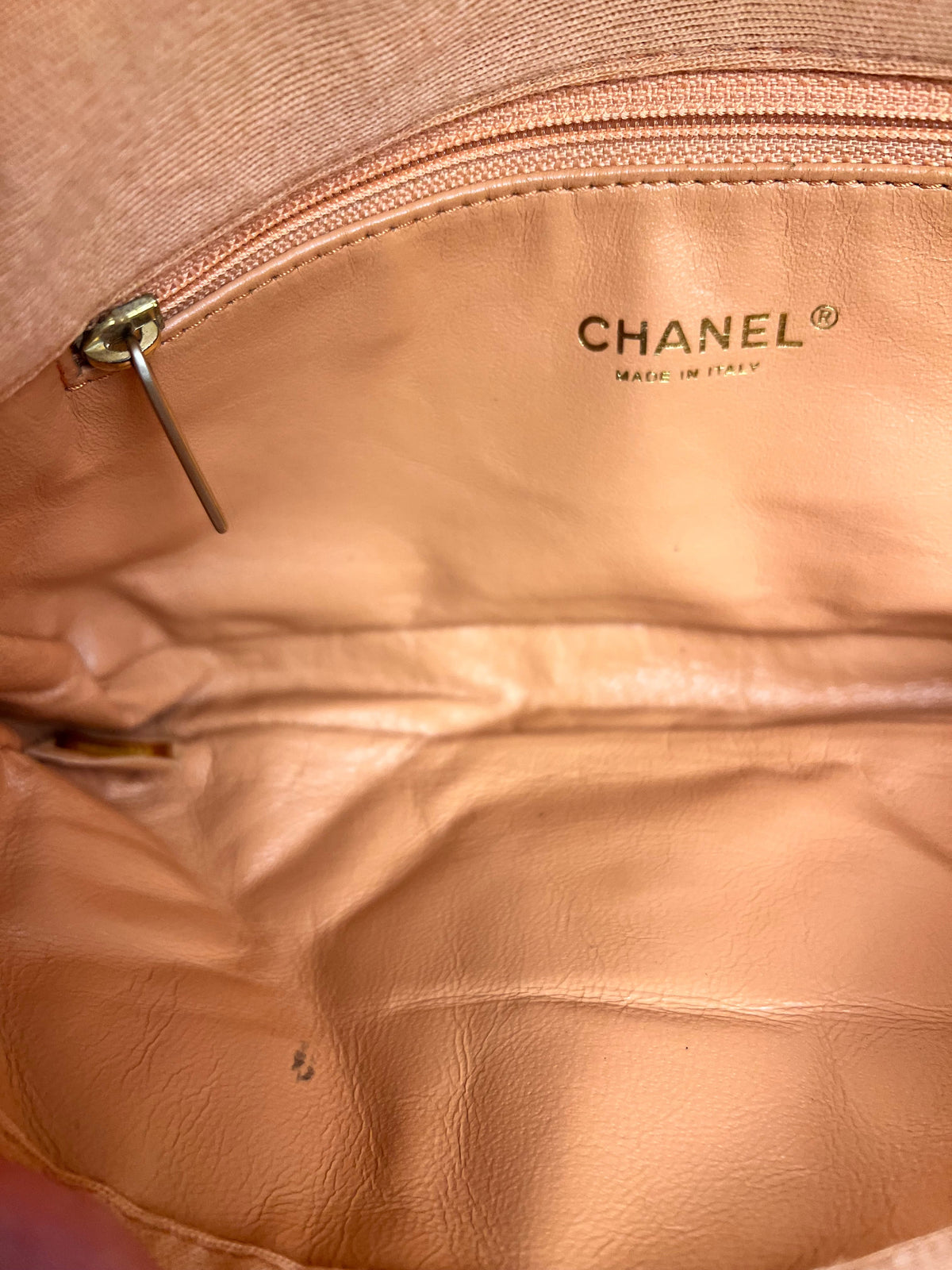 Chanel CC Peach Jersey Quilted Flap Bag