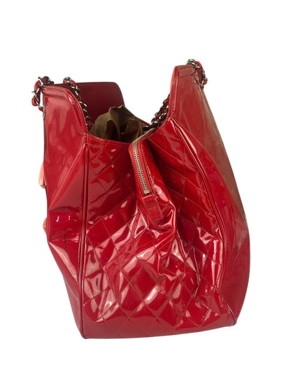 Chanel Lipstick Red Patent Leather Paris-Venice CC Jumbo Tote 2010