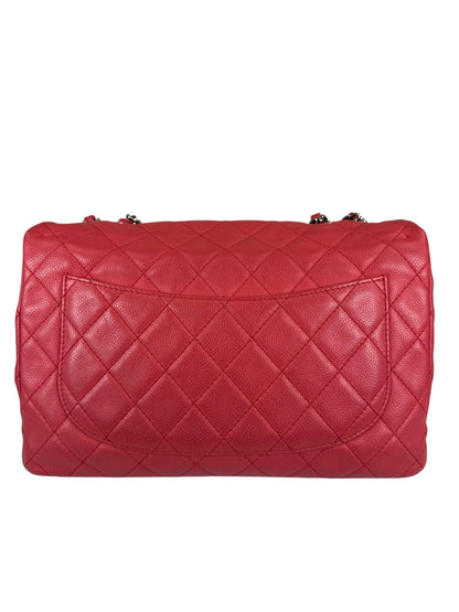 Chanel Red Quilted Caviar Leather Flap Bag 2008