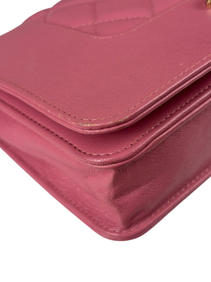 Chanel Pink Lambskin Mademoiselle Flap Wallet On Chain 2018
