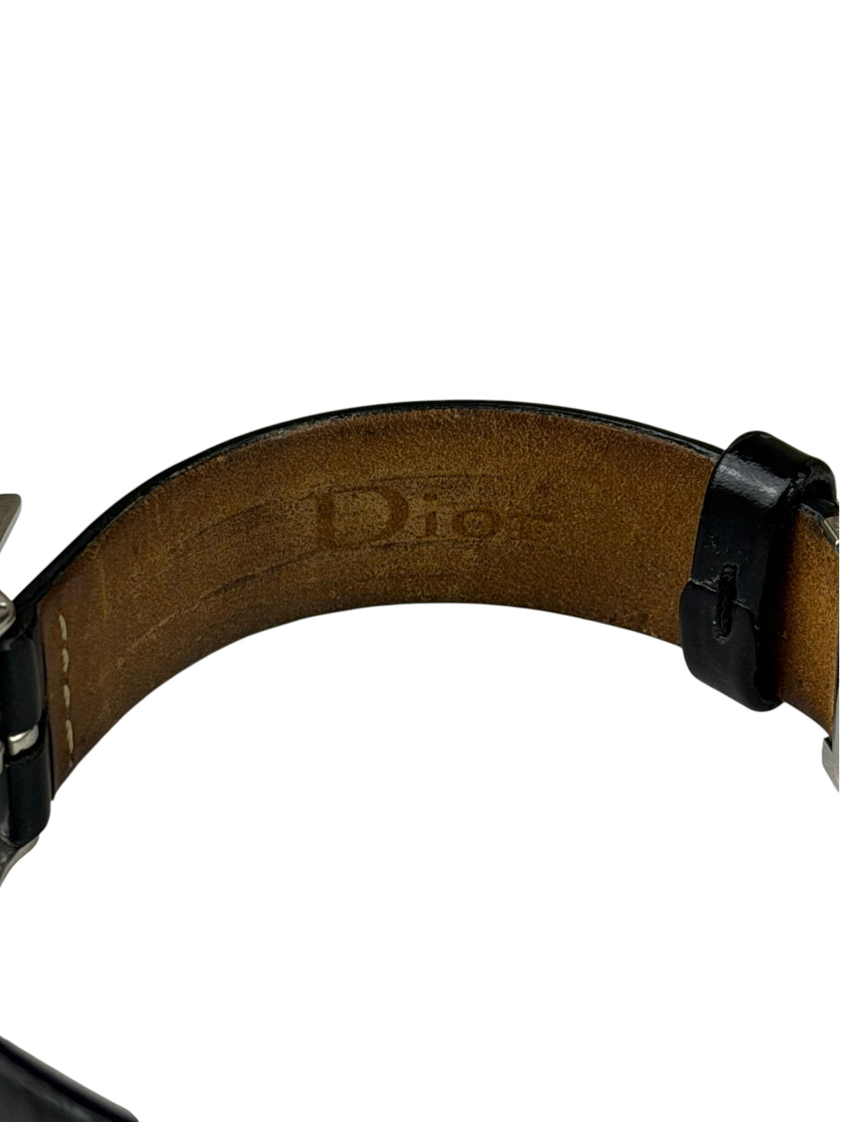Dior Silver Dial Black Leather Strap D78-100