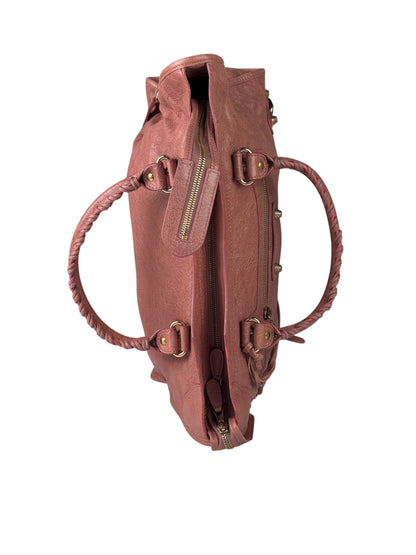 Balenciaga Muted Pink Leather Moto Classic City Bag