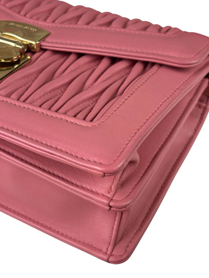 Miu Miu Pink Confidential Nappa Matelassè Leather Shoulder Bag