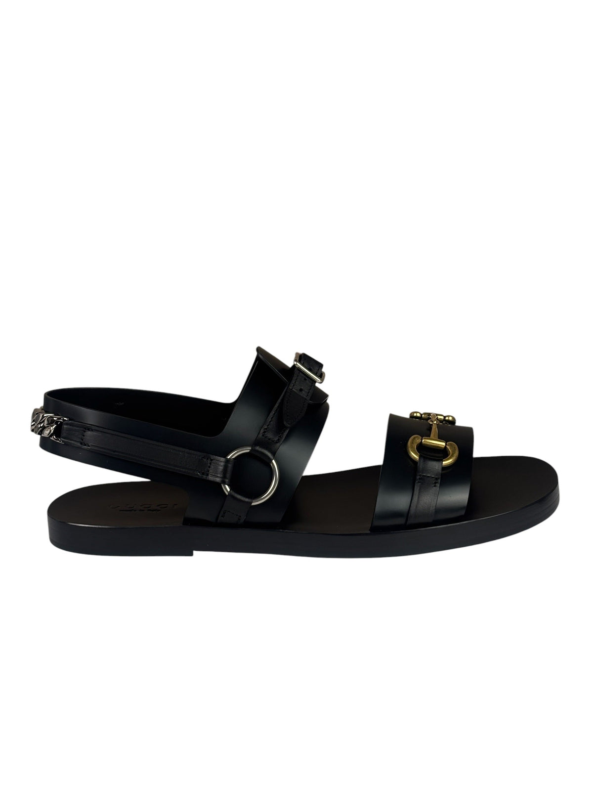 Gucci Black Cordovan Horsebit Sandals