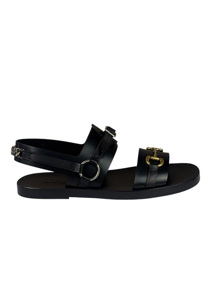 Gucci Black Cordovan Horsebit Sandals