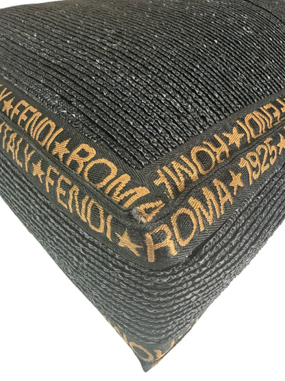 Fendi Black Straw Roma 1925 Tote