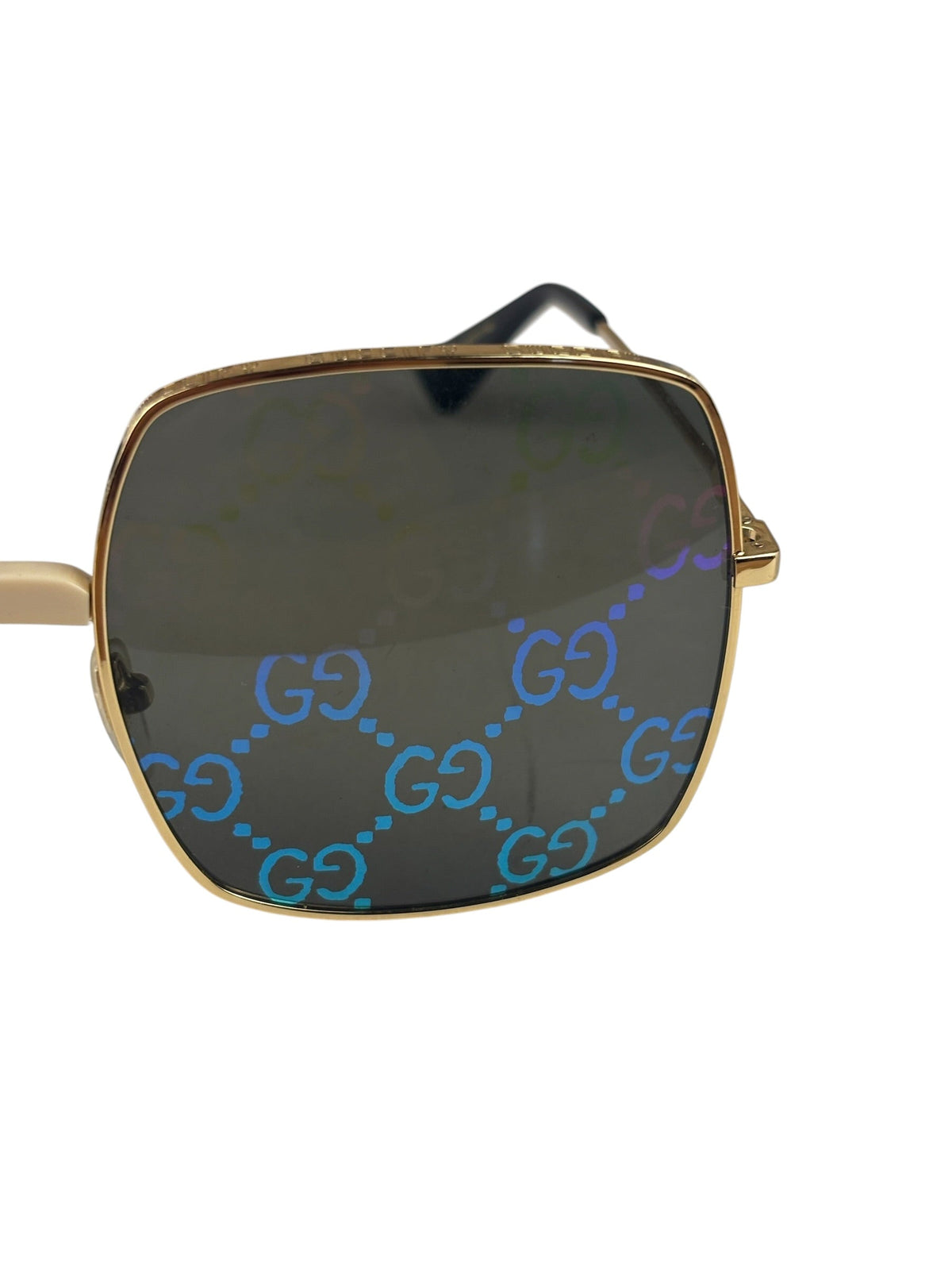 Gucci GG0414S Square Metal Frame Mirrored Lenses Sunglasses