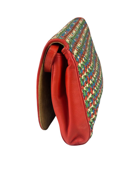 Fendi Colorblock Leather Woven Shoulder Bag