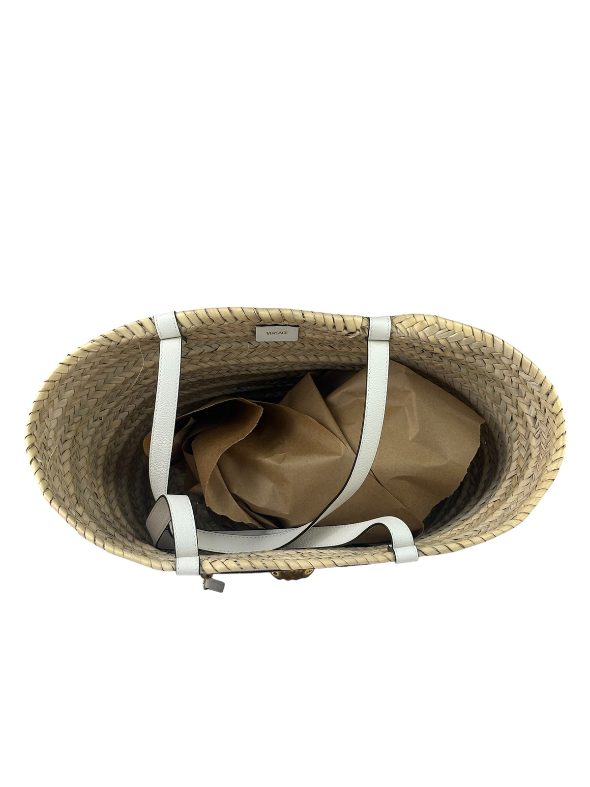 Versace Leather Trim Basket Bag