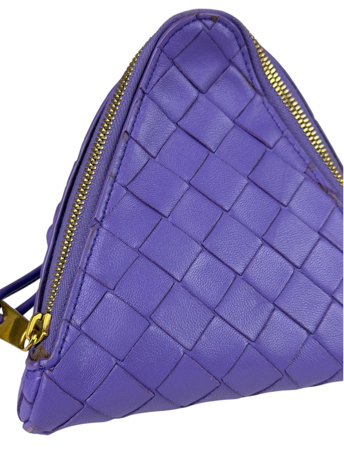 Bottega Veneta Purple Leather Nano Pyramid Pouch