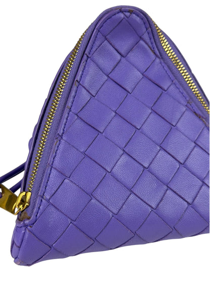 Bottega Veneta Purple Leather Nano Pyramid Pouch
