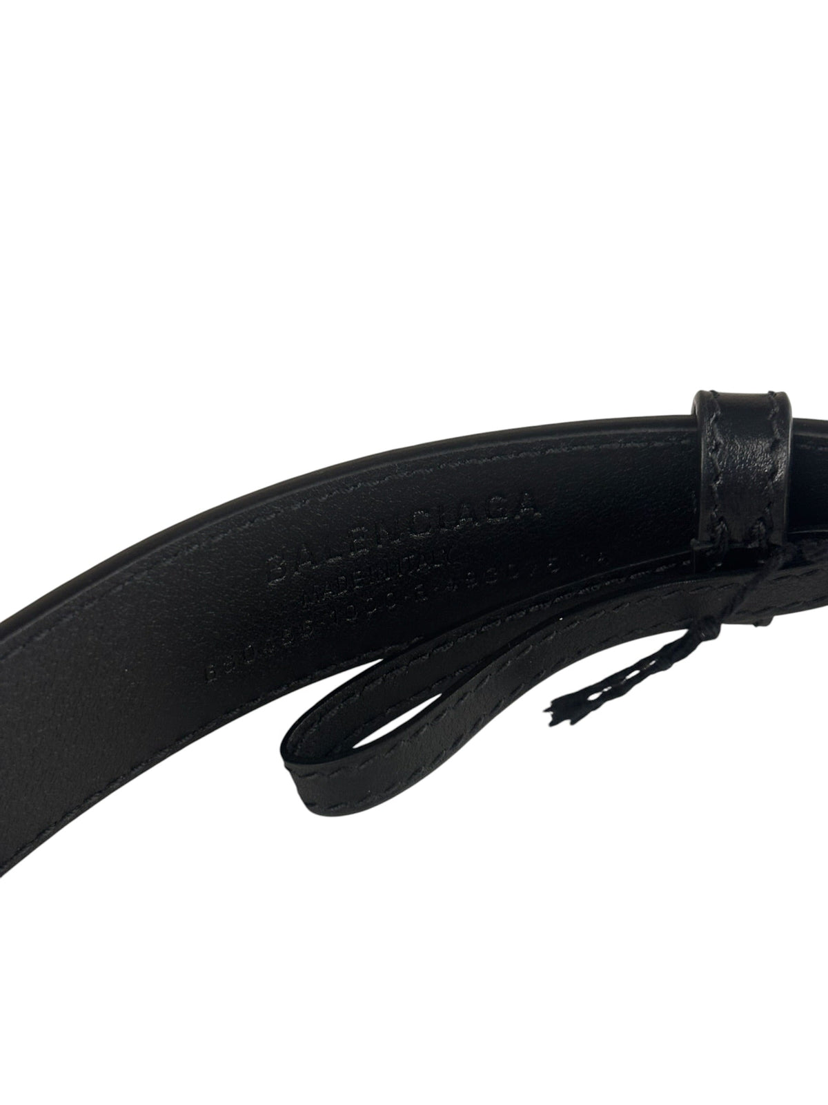 Balenciaga Black Leather BB Buckle Belt