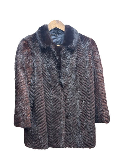Kiyomi Vintage Auburn Chevron Mink Fur Coat