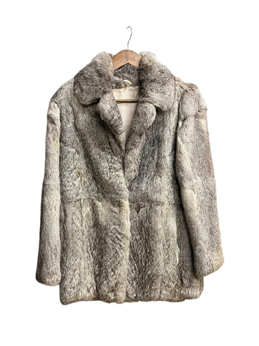 Vintage Grey Rabbit Fur Pink Liner Coat (Tagged 11)